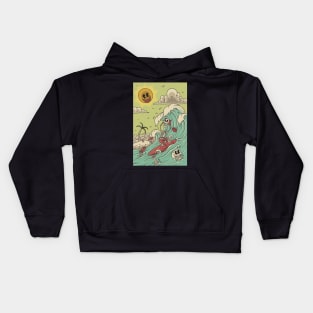 Retro surfing skeleton Kids Hoodie